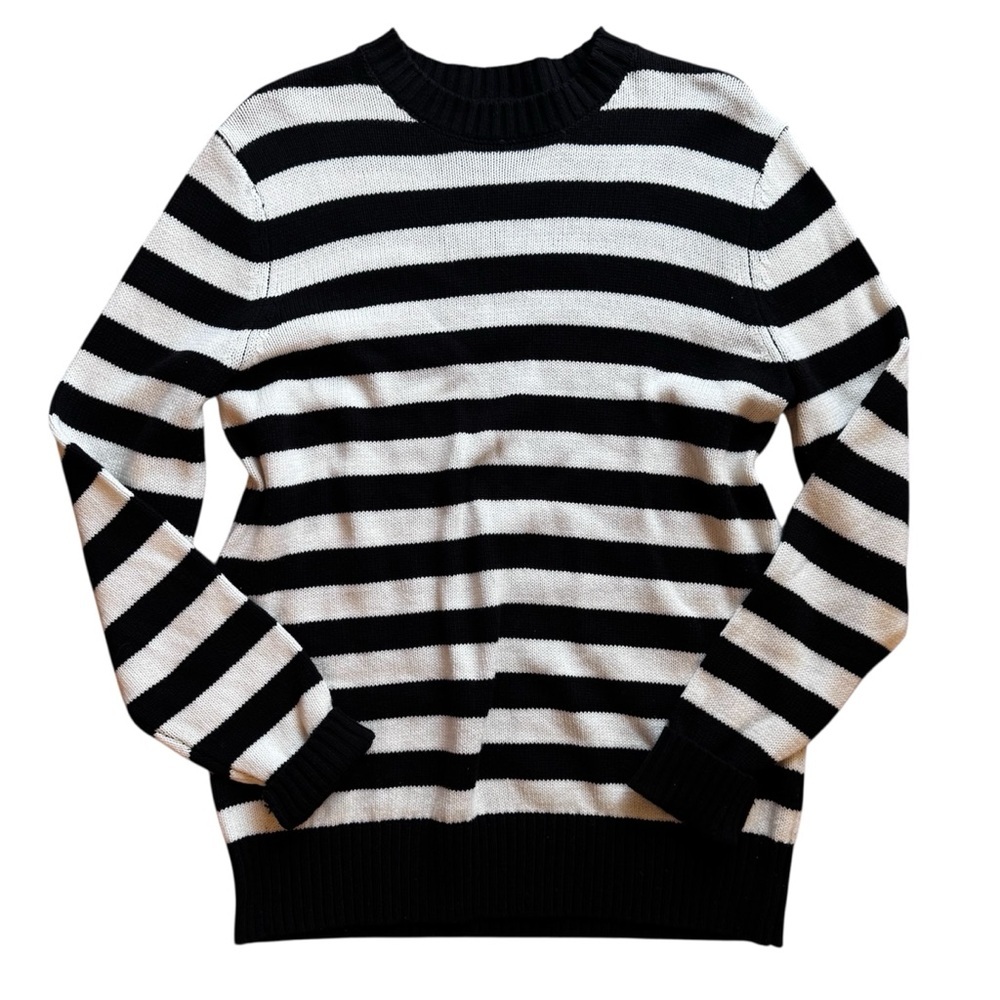 Spirit โข Pugsley Addams Oversized Black White Striped Sweater XS Goth Indie